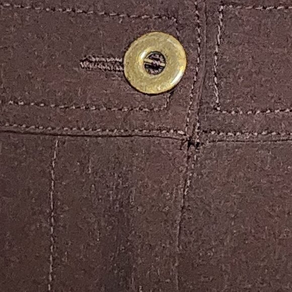 Zenergy Brown Poly Span Button Elastic Waist Pocket Flat Front Pant Chico 2 US L - Picture 8 of 16